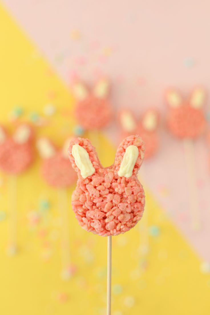 Hochzeit - The Only Treat You Need To Make This Easter: Pink Bunny Rice Krispies Pops
