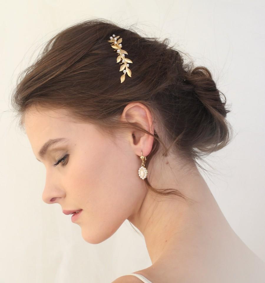 زفاف - leaf hair comb, bridal hair accessories, bridal hair comb, Greek Branch Hair Comb,  leaves Hair, Wedding Hair Accessories, gold leaf hair