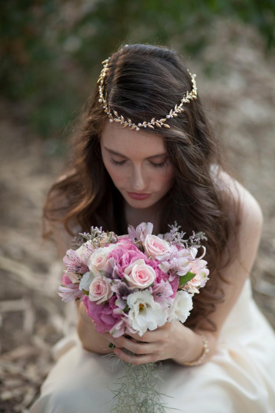 Wedding - bridal Hair accessories , Brides Headpieces , Gentle Gold Leafs Hair Wreath , gold Leaf Crown , Wedding Headband , bridal accessories  tiara