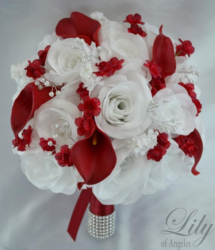 زفاف - Wedding Bouquet, Wedding Flowers, Silk Flower Bouquet, Bridesmaid Bouquet, Wedding Bouquet Set, Bouquet Set, 17 Pc Package, Lily of Angeles