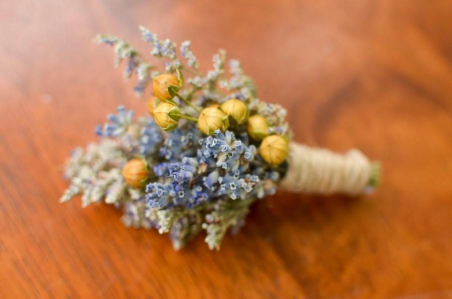 Wedding - Lavender meadow boutonniere, lavender boutonniere, yellow, summer boutonniere, fall boutonniere, rustic wedding, summer wedding, wildflowers