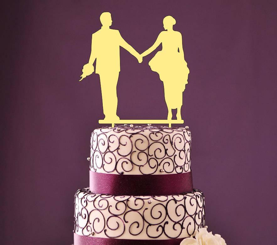 Hochzeit - Rustic Cake Topper - Bride and groom, Gold Cake Topper, Wedding Gold Cake Topper, Cake toppers, Cake decoration, wedding decor