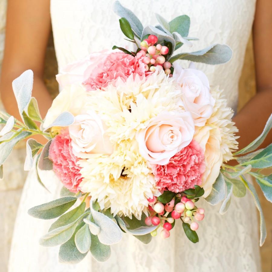 Hochzeit - Bouquet Ivory Peach Blush Pink Spring Summer Garden Wedding