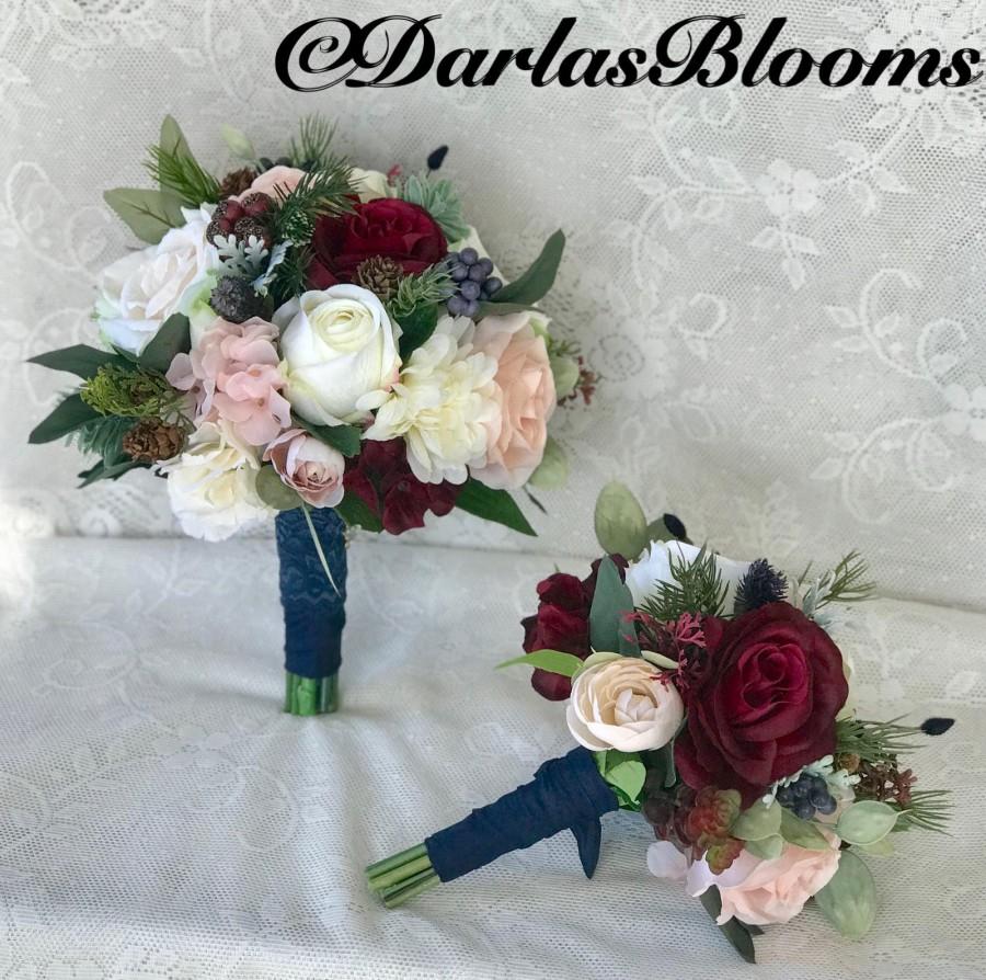 Hochzeit - Wedding bouquet,Bridal bouquet,Burgundy & Navy bouquet,Burgundy Wedding Flowers, Navy Blue and blush bouquet, Burgundy, Blush,Navy bouquet