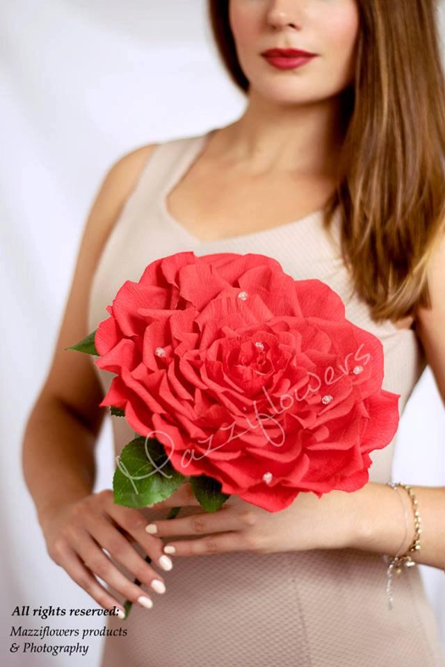 Свадьба - Bridal bouquet,bridesmaids bouquet,big rose,giant flower,wedding bouquet,paper flowers,paper flower rose