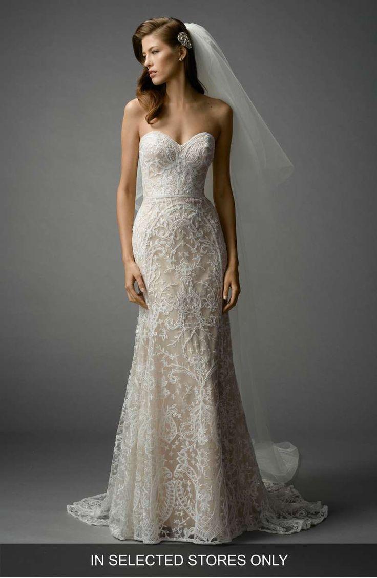Wedding - Nyra Embroidered Strapless A-Line Gown