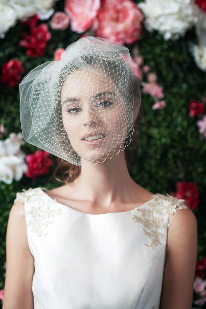 Mariage - birdcage veil double layer tulle and netting blusher veil tulle & russian netting veil 2 layer veil bridal double birdcage veil ~ LOUISE