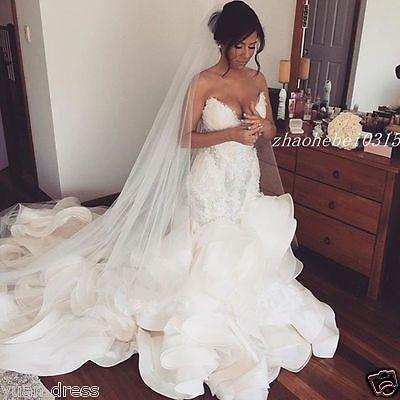 زفاف - Luxury Beaded Mermaid Wedding Dresses Sweetheart Appliques Bridal Gowns Custom