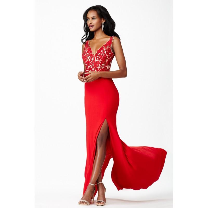 زفاف - Jovani Sleeveless Fitted Red Gown JVN22426 -  Designer Wedding Dresses