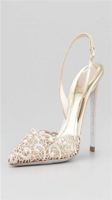 Wedding - Rene Caovilla Embroidered Lace Point-Toe Halter Pump The Best Of Shoes Trends In 2017