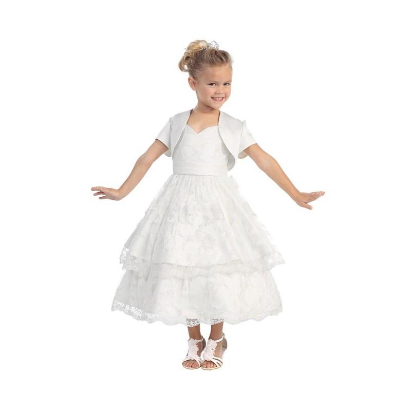 زفاف - White Two Layer Lace Dress w/ Bolero Style: D5586 - Charming Wedding Party Dresses