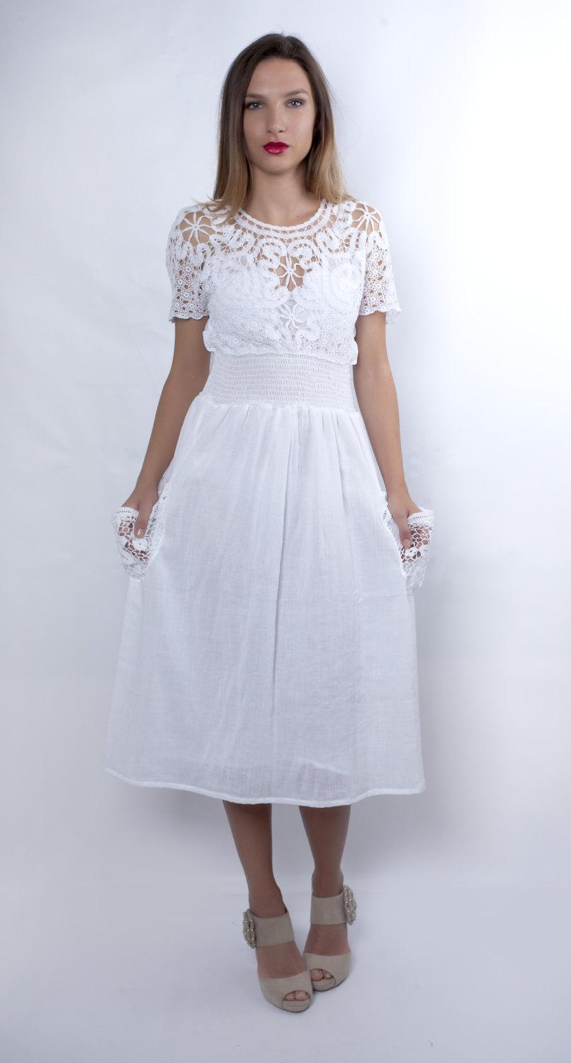 Свадьба - Plus Size Wedding Dress, Cotton Wedding Dress, White Dress, Edwardian Dress, Embroidered Dress, White Lace Dress, Long Dress, Empire Dress