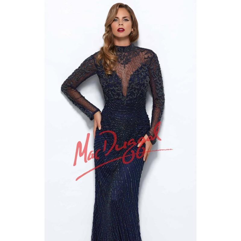 زفاف - Embellished Open Back Gown by Mac Duggal Black White Red 4056R - Bonny Evening Dresses Online 