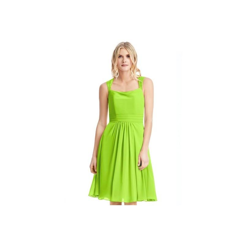 زفاف - Lime_green Azazie Siena - Illusion Knee Length Chiffon And Lace Dress - Simple Bridesmaid Dresses & Easy Wedding Dresses