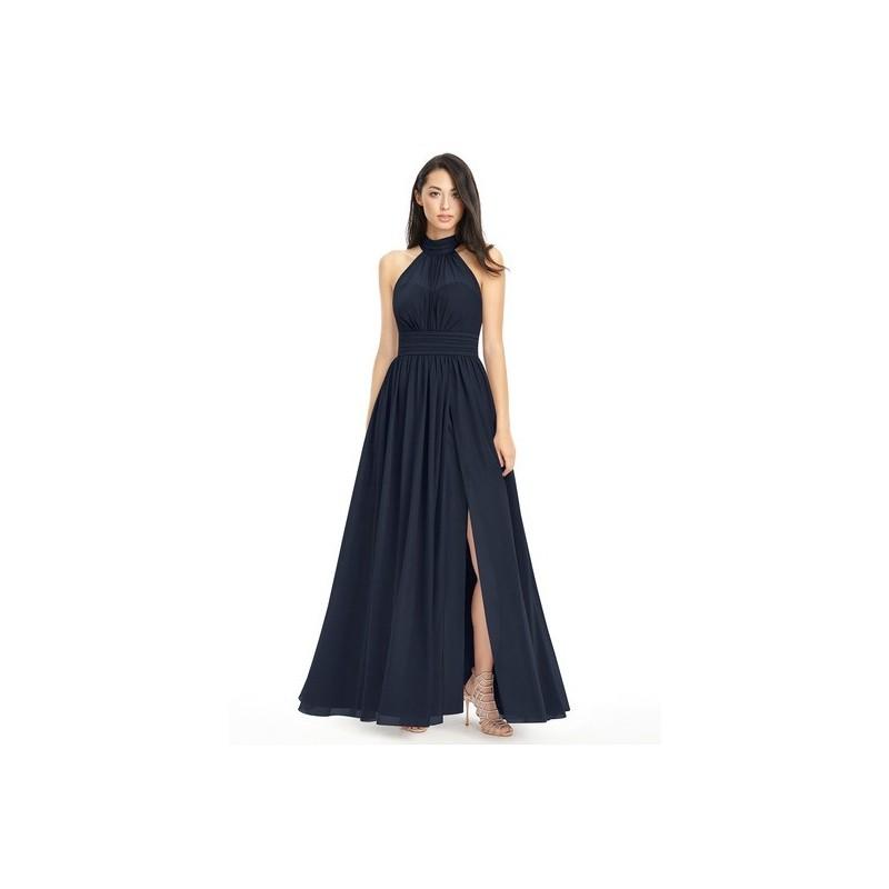Mariage - Dark_navy Azazie Iman - Illusion Chiffon Floor Length Halter Dress - Charming Bridesmaids Store