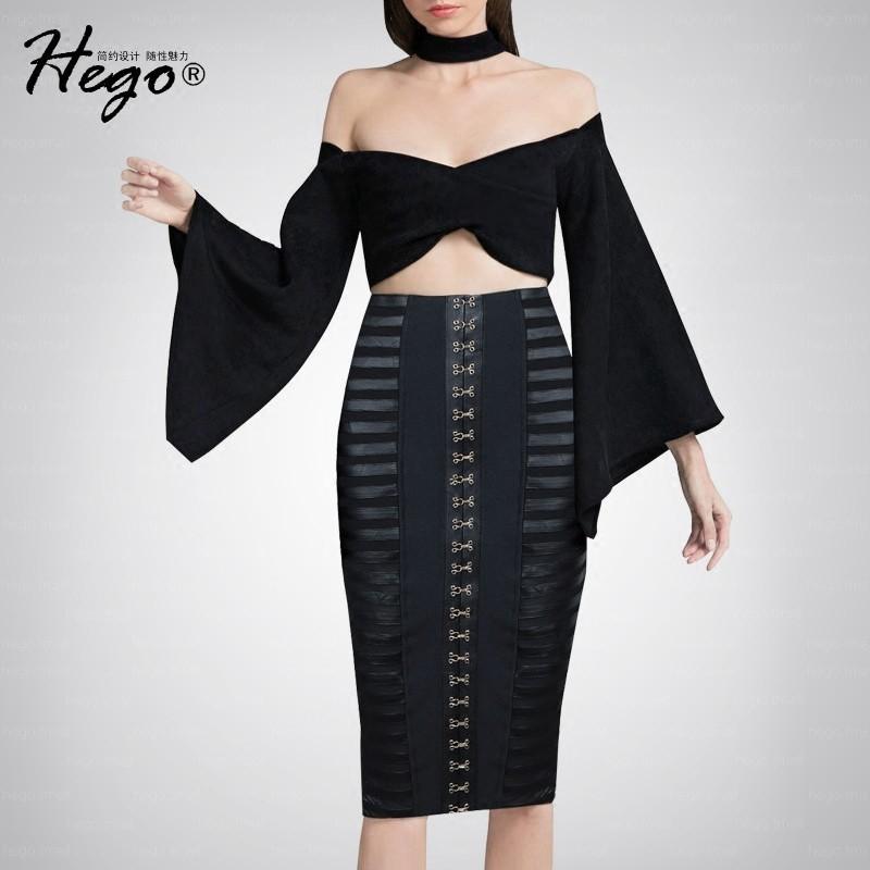 زفاف - Vogue Sexy Flare Sleeves Halter Off-the-Shoulder Twinset Short Skirt Top - Bonny YZOZO Boutique Store