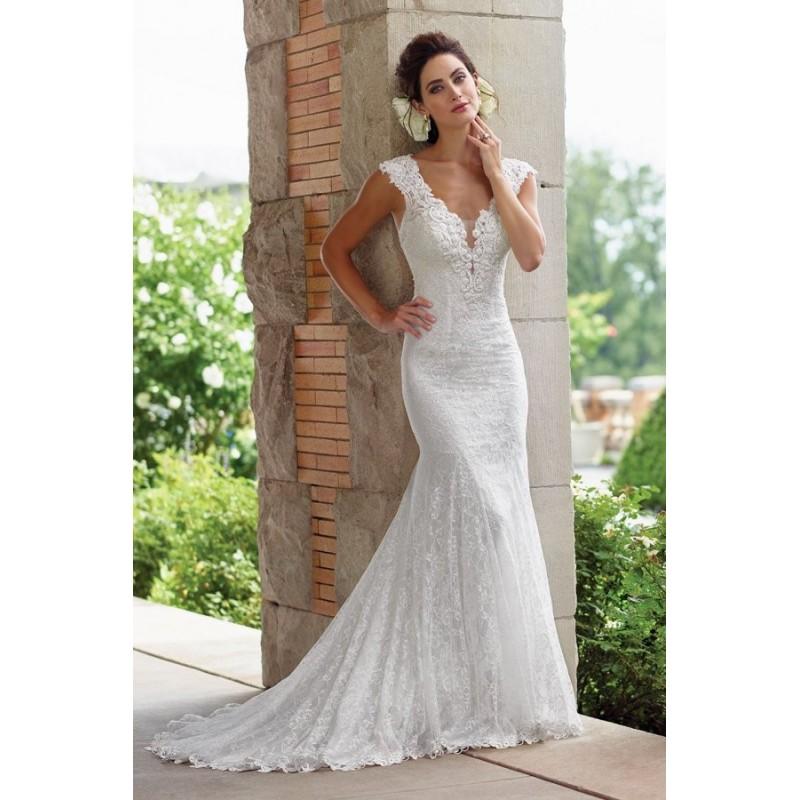 Hochzeit - Style 117193 by Sophia Tolli for Mon Cheri - Trumpet Cap sleeve Chapel Length V-neck Floor length Lace Dress - 2018 Unique Wedding Shop