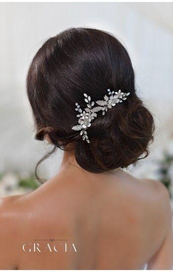زفاف - KYRILLOS Crystal White Flower Bridal Hairpin Ivory Wedding Hair Pins
