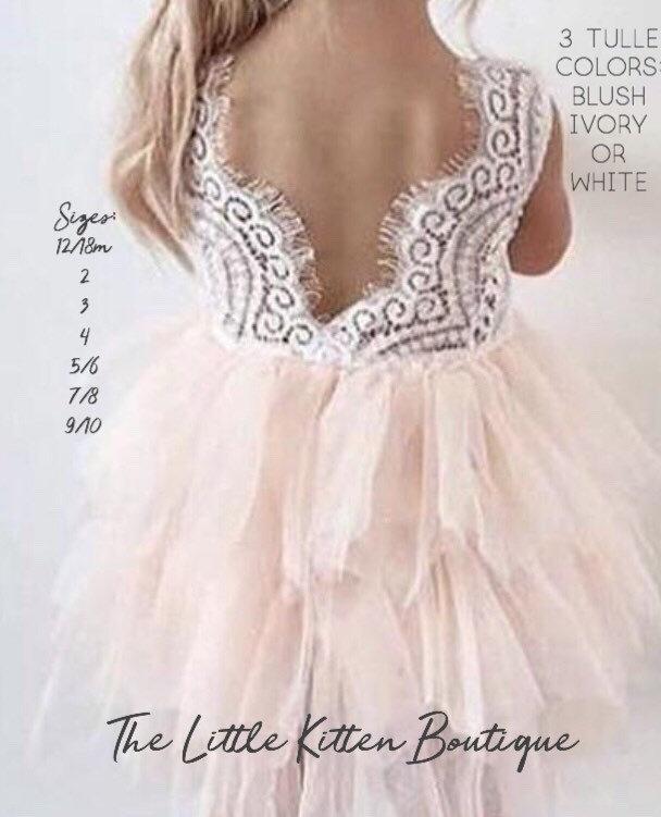 Mariage - Pink Flower Girl Dress, Blush Flower Girl Dress, Flower Girl Dress, Lace Flower Girl Dress, White Flower Girl Dress, Ivory Flower Girl Dress