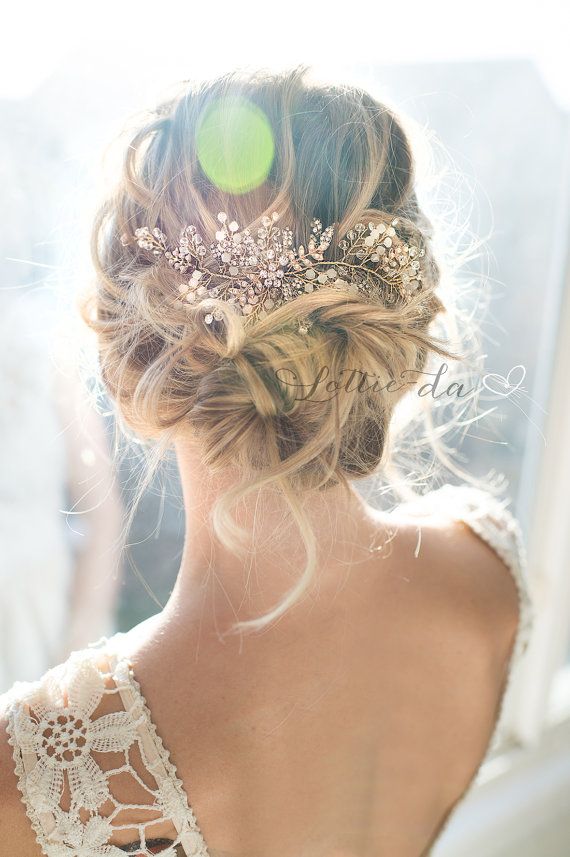 Hochzeit - Gold, Antique Gold, Silver, Rose Gold Boho Headpiece, Opal Flower Hair Crown, Hair Vine Wreath, Wedding Headband - 'ZOYA'