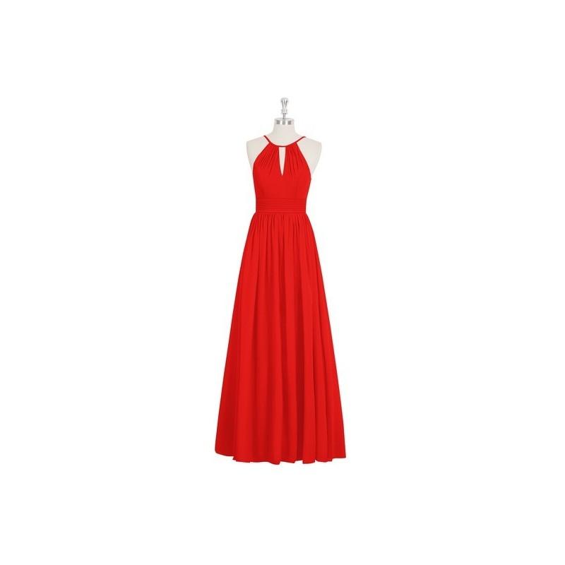 Wedding - Red Azazie Cherish - Chiffon Halter Keyhole Floor Length Dress - Charming Bridesmaids Store