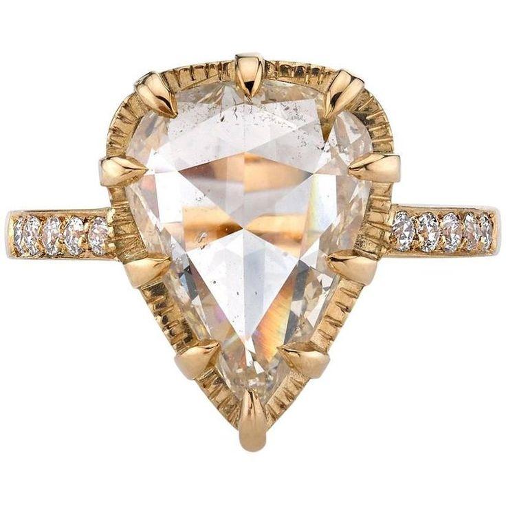 Wedding - Yellow Gold Rose Cut Diamond Engagement Ring