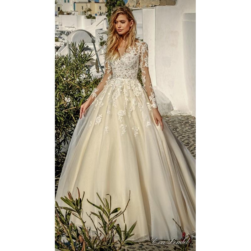Mariage - Eva Lendel 2017 Allen Illusion Sweet Chapel Train Champagne Ball Gown Long Sleeves Tulle Appliques Wedding Gown - Brand Wedding Store Online