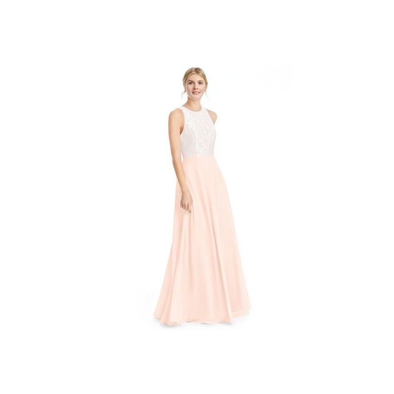 Wedding - Pearl_pink Azazie Kate - Floor Length Chiffon And Lace Scoop Back Zip Dress - Simple Bridesmaid Dresses & Easy Wedding Dresses
