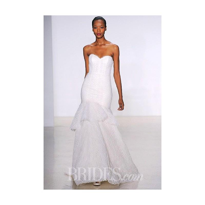 Wedding - Amsale - Fall 2014 - Devyn Strapless Lace Mermaid Wedding Dress with Ruffle Detail - Stunning Cheap Wedding Dresses