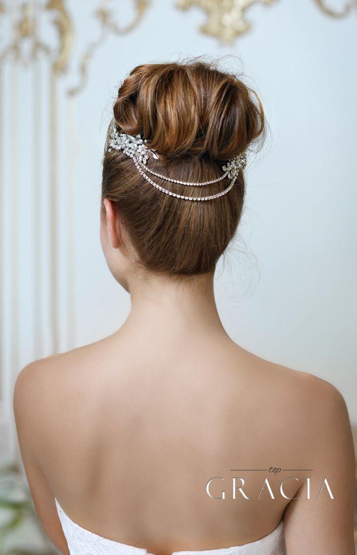 Hochzeit - NEPHTHYS Rhinestone Hair Chain Wedding Headpiece Two Bridal Crystal Hair Combs