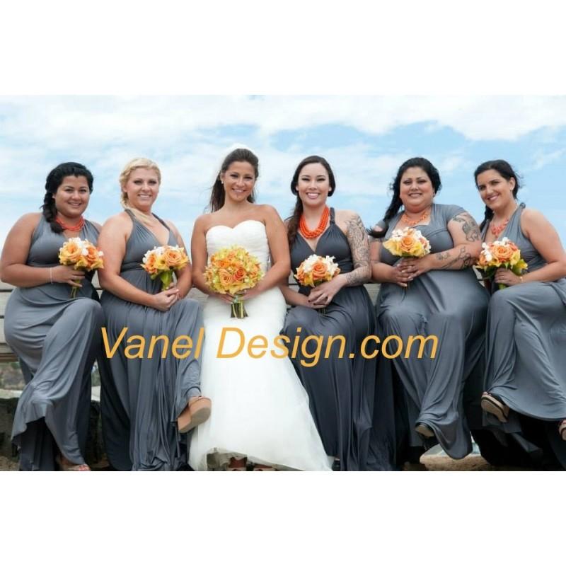 Hochzeit - DARK GREY BRIDESMAID  Infinity Convertible Long Short Dress Formal  Bridesmaid Wrap Dress - Hand-made Beautiful Dresses