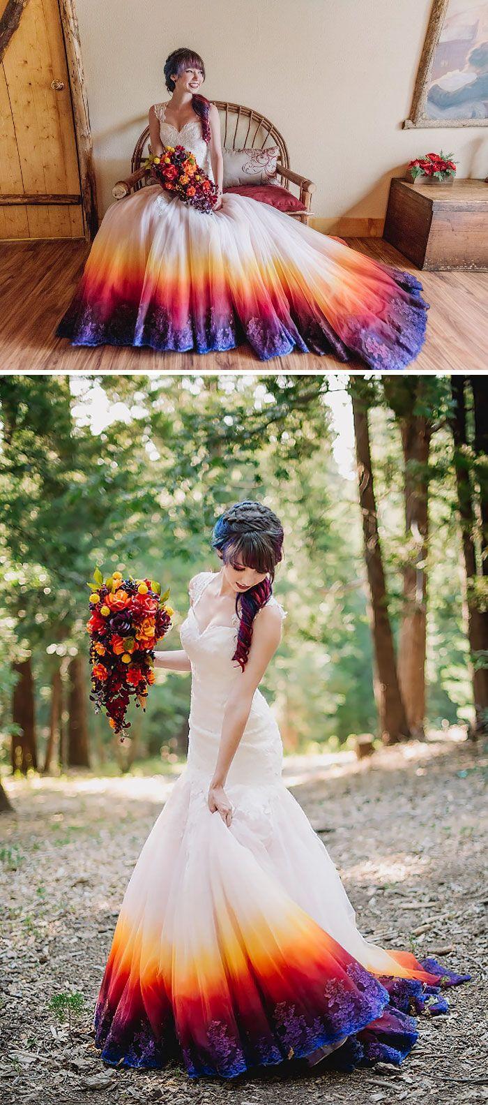 Mariage - Dip Dye Wedding Dress Trend Will Make Your Big Day More Colorful