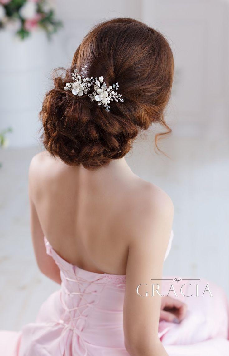 زفاف - KALLISTO Ivory Flower Pearl Bridal Hair Pins Silver Leaf Hairpins