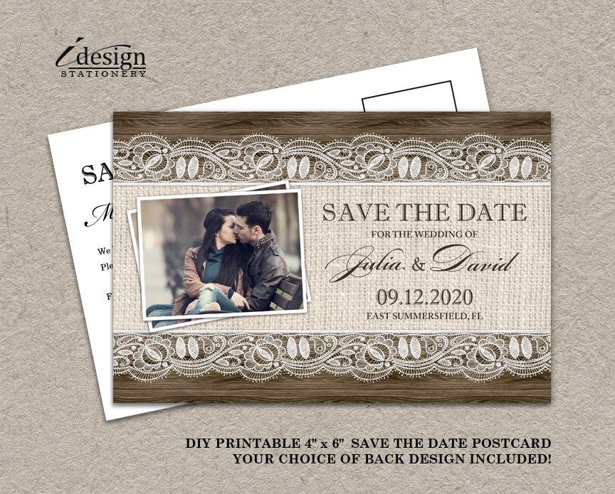 Hochzeit - Rustic Save The Date Card 