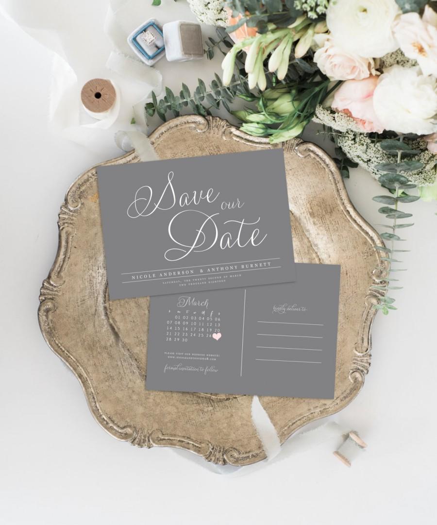 Wedding - Rustic Save the Date, Save the Date Postcard, Save the Date Calendar, Printable Save the Date, Kraft Paper Save the Date