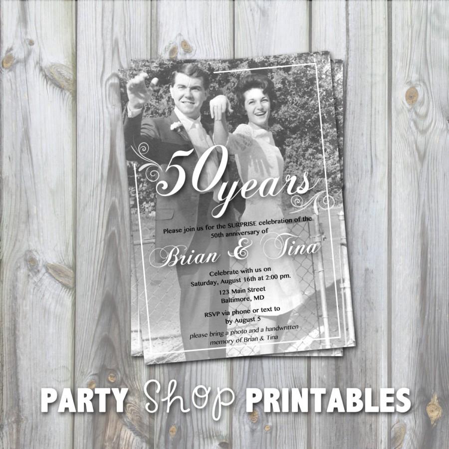 Свадьба - Printable Anniversary Photo Invitation