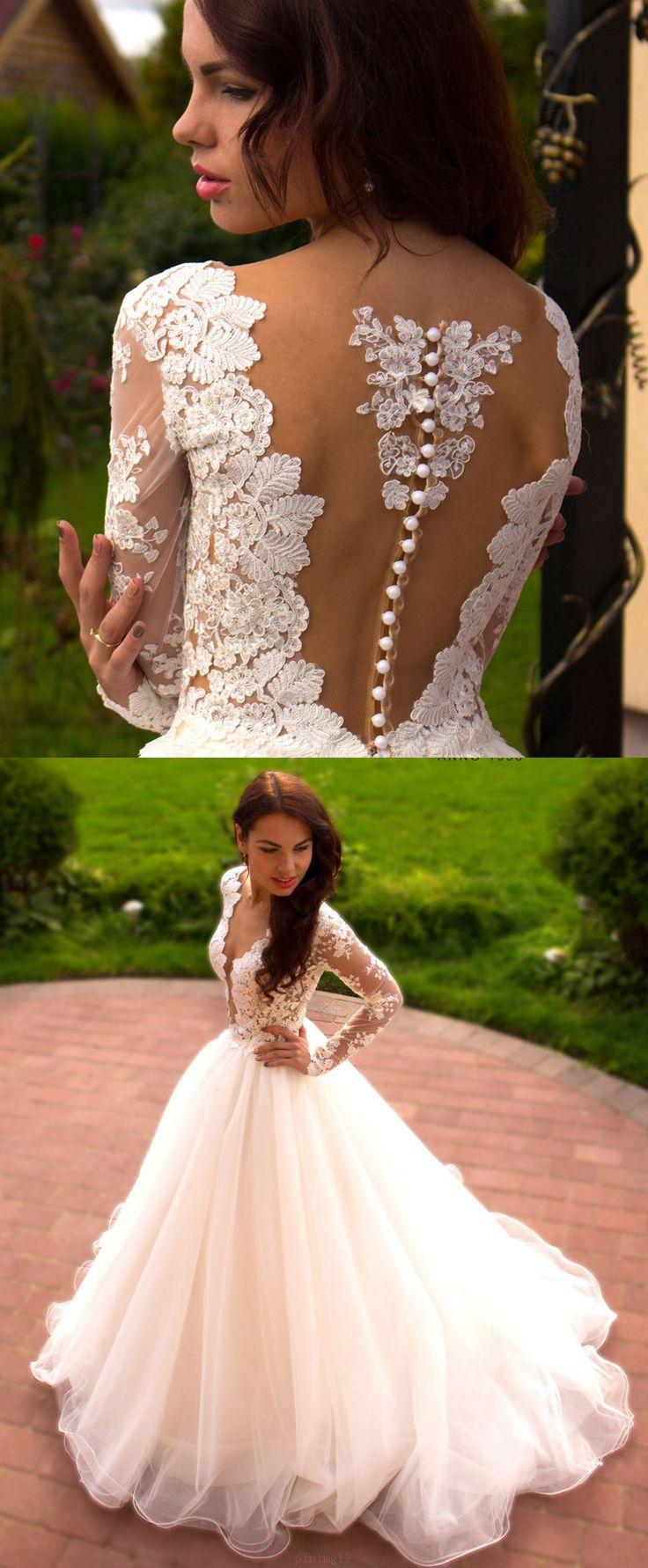 زفاف - Cheap White Wedding Dress Fancy Long Wedding Dresses With Tulle A-line/Princess Zipper Applique Dresses WF02G52-897