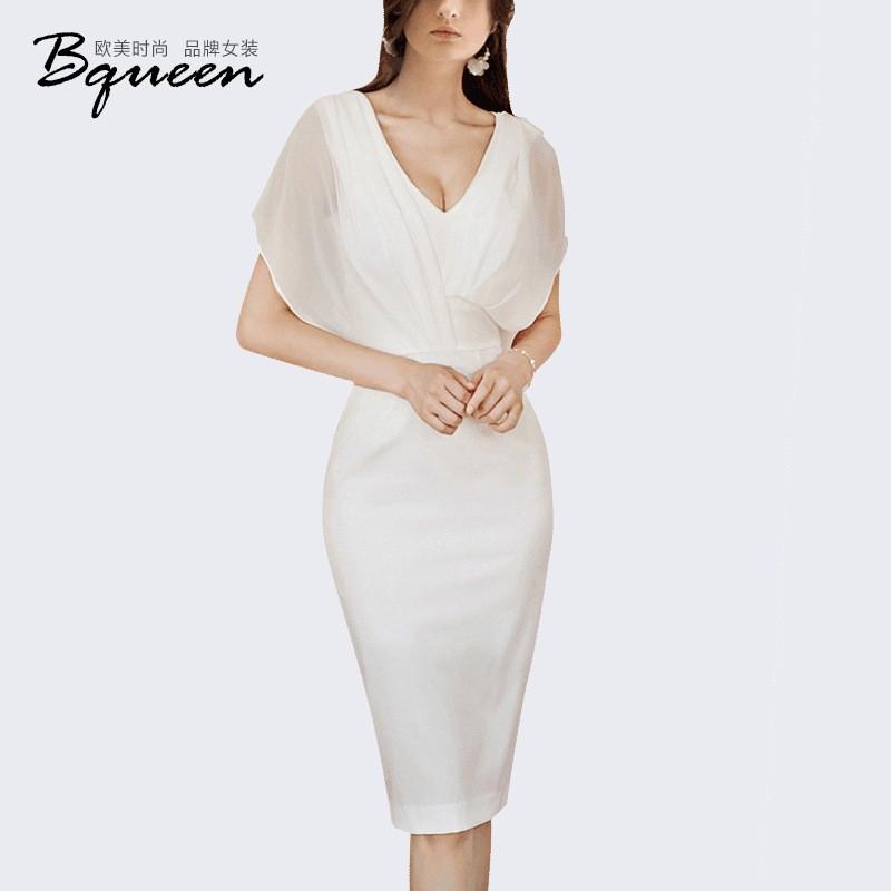 Mariage - Vogue Sexy Attractive Slimming V-neck Chiffon Summer Short Sleeves Dress - Bonny YZOZO Boutique Store