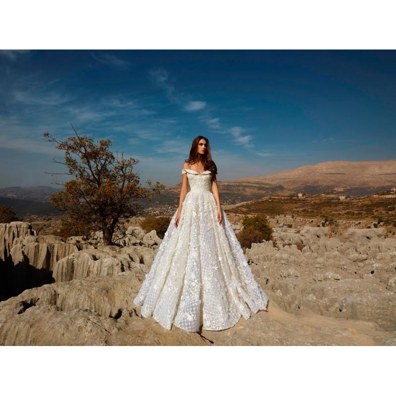 Mariage - Tony Ward Fall/Winter 2018 Nightgift Sweet Chapel Train Champagne Off-the-shoulder Ball Gown Lace Hand-made Flowers Bridal Dress - Charming Wedding Party Dresses