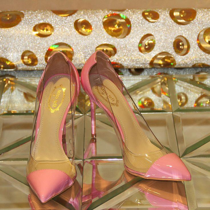 Hochzeit - Grey Clear Pu Leather High Stiletto Heels For Girls #MSL-7811 - GemGrace.com