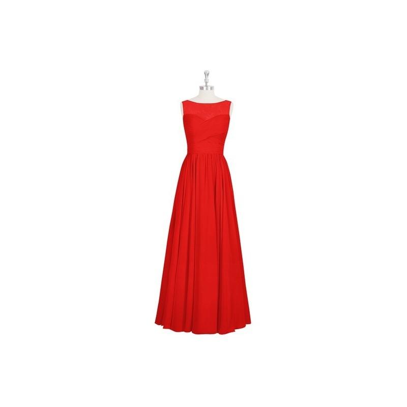 Mariage - Red Azazie Aliya - Boatneck Back Zip Floor Length Chiffon And Lace Dress - Simple Bridesmaid Dresses & Easy Wedding Dresses