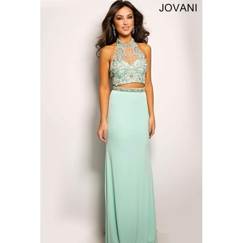 Свадьба - Jovani 24313 Prom Dress - Jovani Prom Halter, Illusion, Sweetheart Long 2 PC, Crop Top, Fitted Dress - 2018 New Wedding Dresses