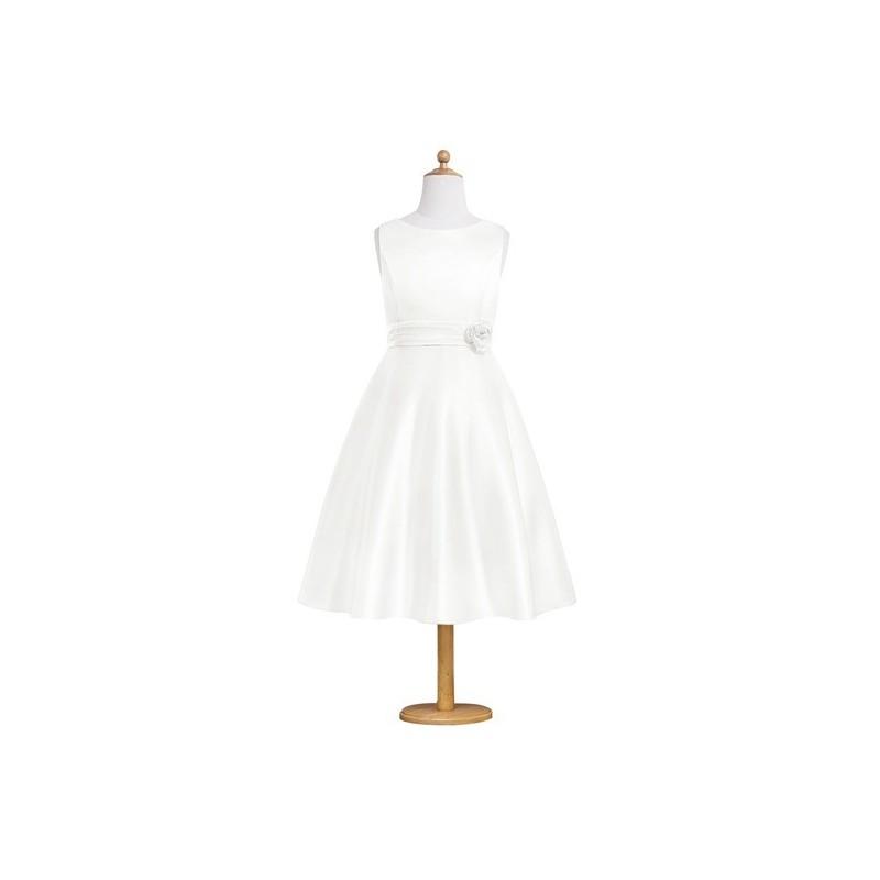 Wedding - Ivory Azazie Merida JBD - Tea Length Bow/Tie Back Organza And Satin Boatneck Dress - Simple Bridesmaid Dresses & Easy Wedding Dresses