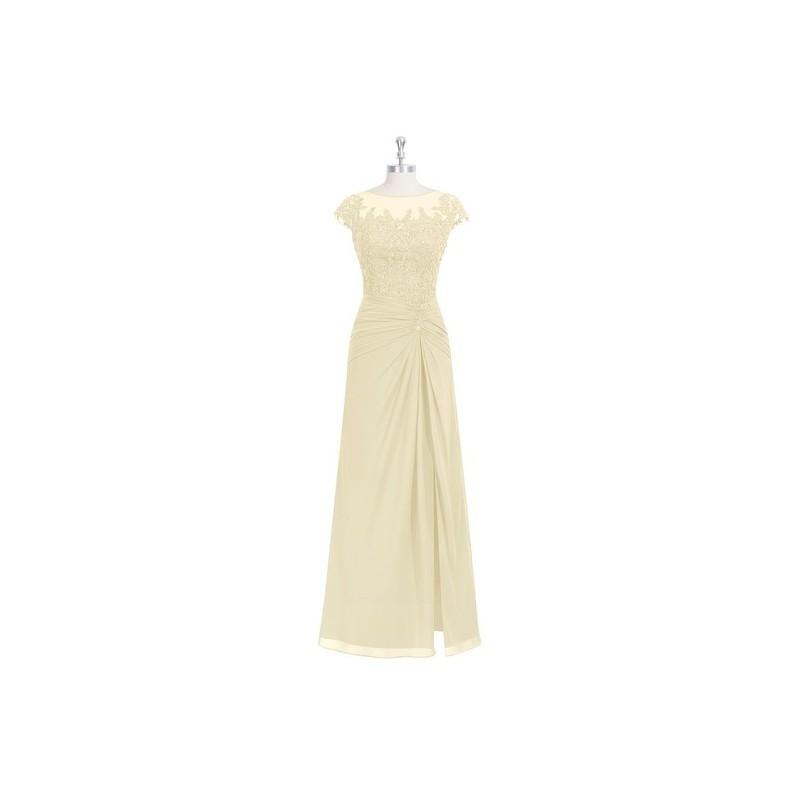 زفاف - Champagne Azazie Libby MBD - Illusion Chiffon, Tulle And Lace Illusion Floor Length Dress - Charming Bridesmaids Store