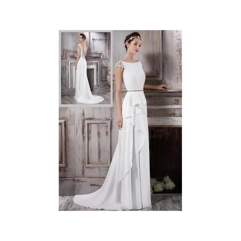 Wedding - Vestido de novia de Manu García Modelo MG0713 - 2016 Recta Barco Vestido - Tienda nupcial con estilo del cordón