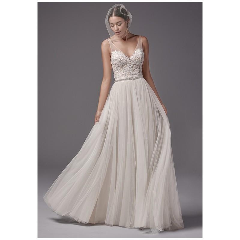 Свадьба - Sottero and Midgley Nakara bodysuit with Ashby skirt - A-Line V-Neck Natural Floor Court Chiffon Lace - Formal Bridesmaid Dresses 2018