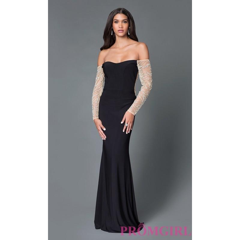 زفاف - Long Strapless Sweetheart Prom Dress With Long Illusion Sleeves - Brand Prom Dresses
