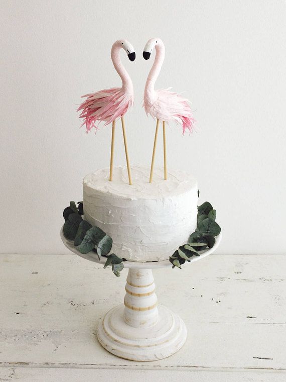 Hochzeit - Flamingo Cake Topper - Paper Flamingo Cake Topper - Pink Flamingo Cake Topper