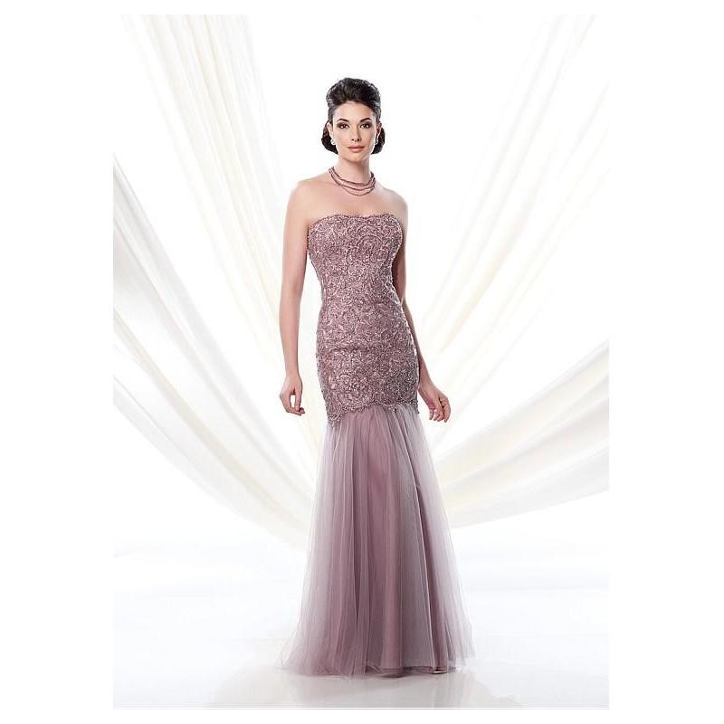 زفاف - Elegant Tulle Strapless Neckline Sheath Evening Dress with Embroidered Beadings - overpinks.com