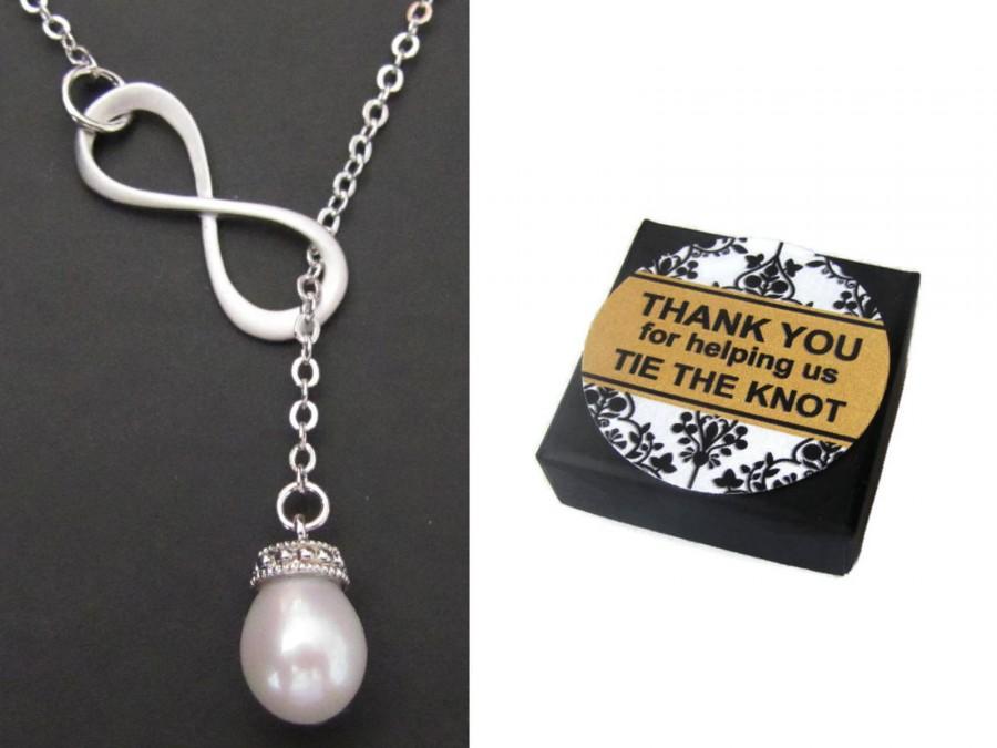 زفاف - Infinity Necklace, Bridesmaid Gift, Jewelry, Bridal Necklace Lariat, Wedding Jewelry, Wedding Necklace, Message Card
